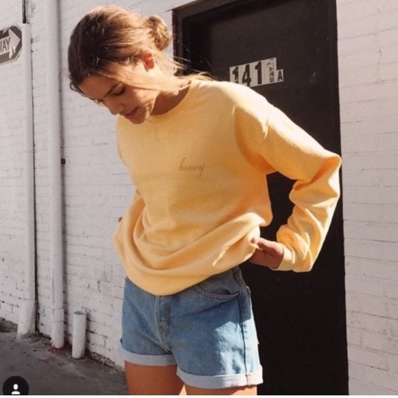 Brandy Melville Tops - Brandy Melville Yellow Honey Crewneck